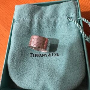 Tiffany & Co. Sterling Silver Engraved Wide Band Ring